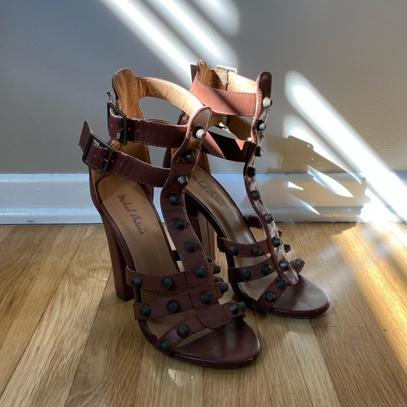 Michael Antonio Studded Double Strap Heels - Picture 1 of 9
